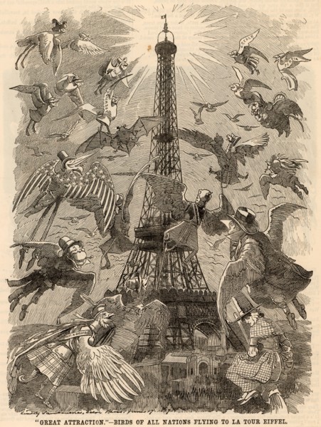 """Great Attraction"" - Birds of all Nations Flying to La Tour Eiffel""... ED