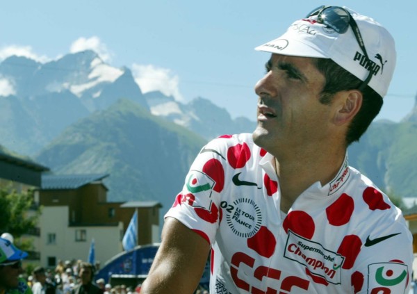 (dpa) - French Laurent Jalabert of the Tiscali team, leader of the polka-dot jersey of best
