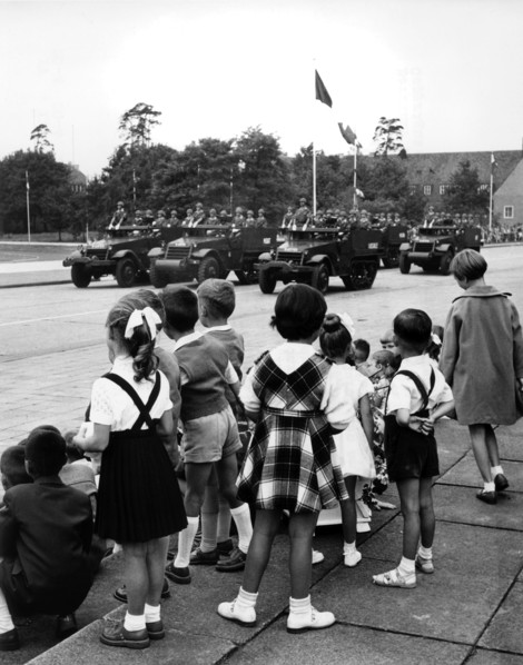 Children at parade on national day of French army in Berlin
