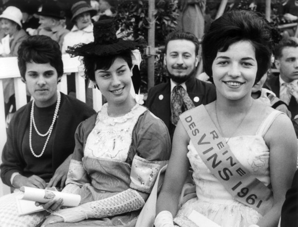 French wine queen at parade of French army in Berlin
