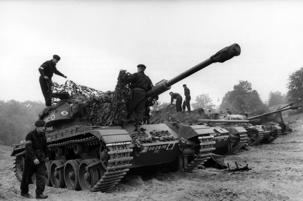 Allied tank manoeuvre in Grunewald in Berlin