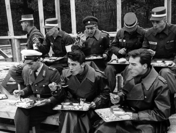 Police of Berlin during manoeuvre of US army in Grunewald in Berlin