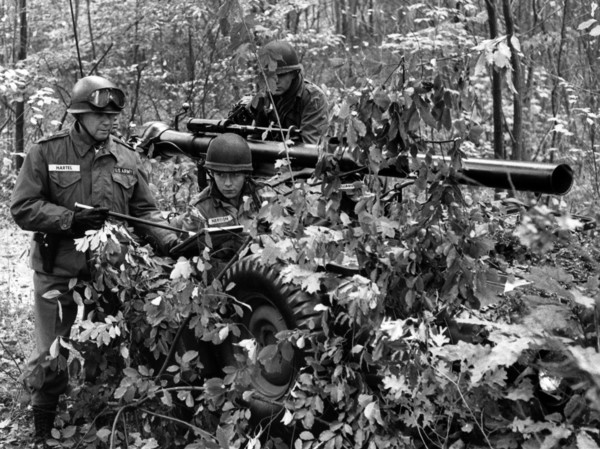 US general Hartel during manoeuvre of US army in Grunewald in Berlin