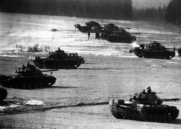 American tanks in the US manoeuvre "Free Play" on the military training area Grafenwöhr