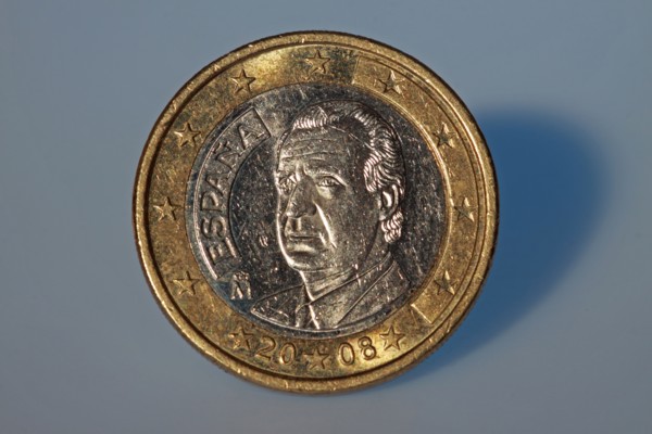 Pièce de 1 euro avec le visage du roi Juan Carlos 1er