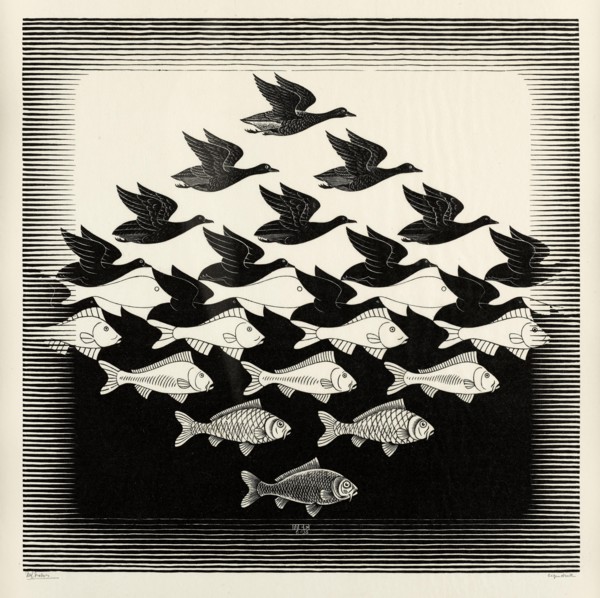 Maurits Cornelis Escher (1898-1972); Sky and Water I (Lucht en Water I) 
New York- The May 22 sale