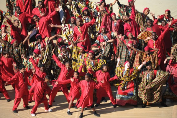 Dancers perform during the opening ceremony of the 2010 FIFA World Cup at Soccer City stadium in