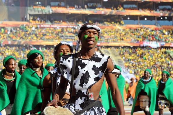 Dancers perform during the opening ceremony of the FIFA 2010 Soccer World Cup at Soccer City