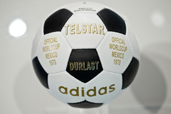 The 'Telstar' soccer ball which was the official ball of the 1970 soccer world cup in Mexico is