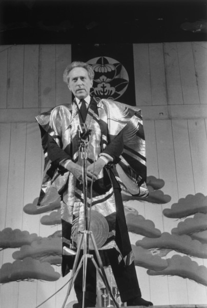 Jean Cocteau with the Azuma Kabuki ensemble, 1955