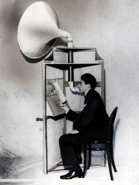 Cocteau as a phonograph in 'Les Mariés de la Tour Eiffel' ('The Eiffel Tower Wedding Party'), 1921