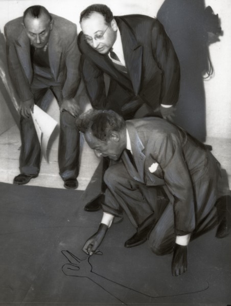 Cocteau at the City Hall of Menton, on the French riviera, 1956