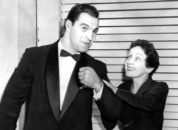 Piaf with boxer Rocky Marciano, New York, 1955