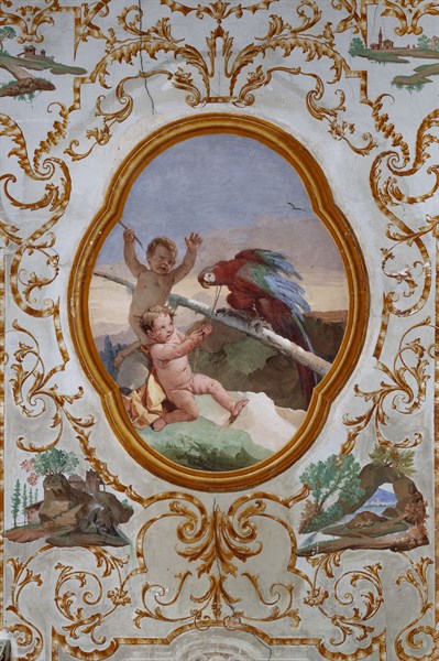 Vicenza, Villa Valmarana ai Nani, Guest Lodgings, the Room of the Putti, medallion with putti