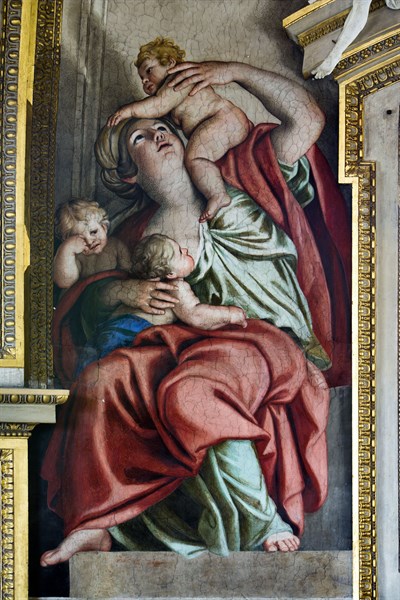 Basilica of St Andrew della Valle, the bowl-shaped vault of the apse: the Charity