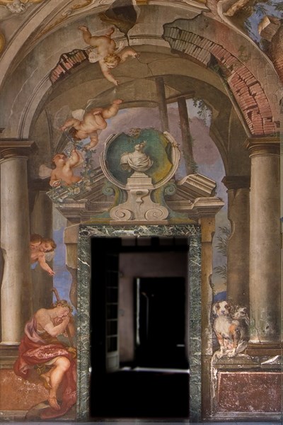Palazzo Rosso: La Loggia. Sulla volta "il Tempio di Diana", affresco di Paolo Gerolamo Piola