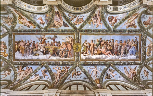 Rome, Villa Farnesina, Loggia of Cupid and Psyche: view of the vault