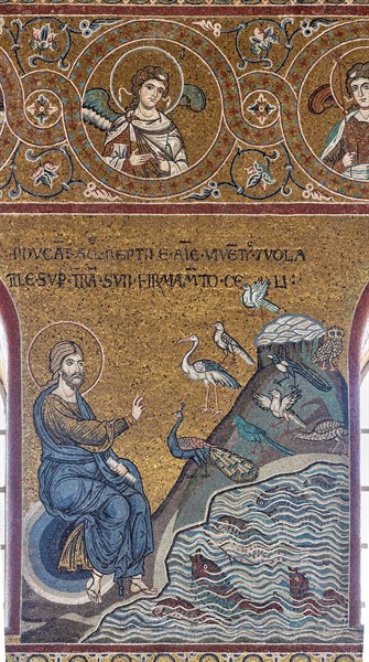Monreale, Duomo: "Creation of fish and birds"