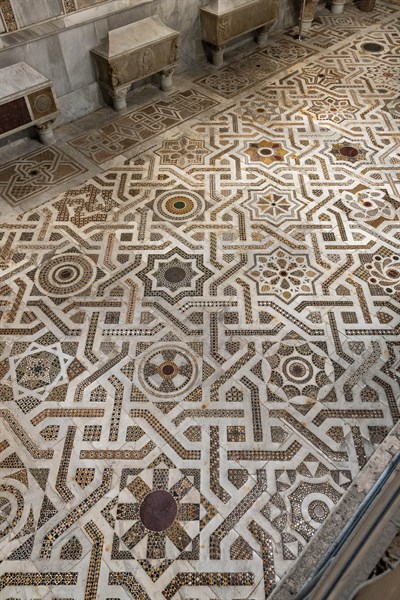 Monreale Cathedral, Northern transept: mosaic floor in opus sectile with geometric motifs