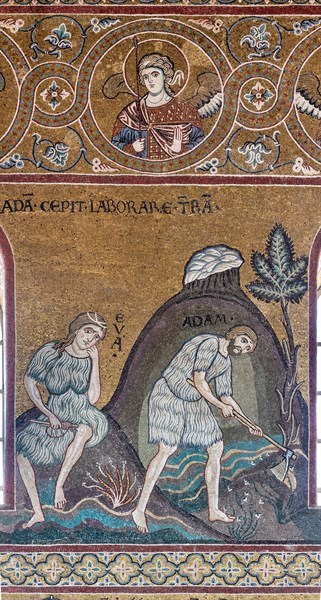 Monreale, Duomo: "The labours and the work of Adam and Eve"