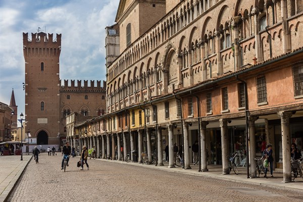 Ferrara, view of the Southern side of the Cathedral, dedicated to St. George