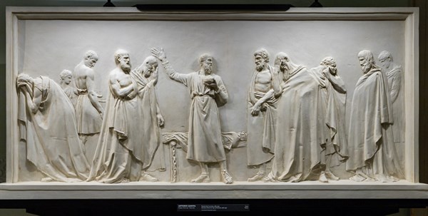 "Socrates drinks the cup of hemlock", by Antonio Canova