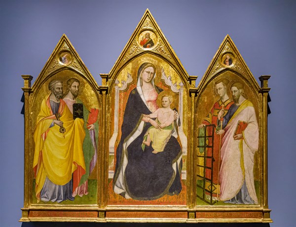 Tryptique de Vierge à l'enfant couronnée