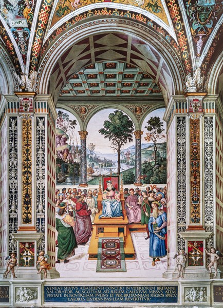 Fresque du mur nord-est de la Libreria Piccolomini à Sienne