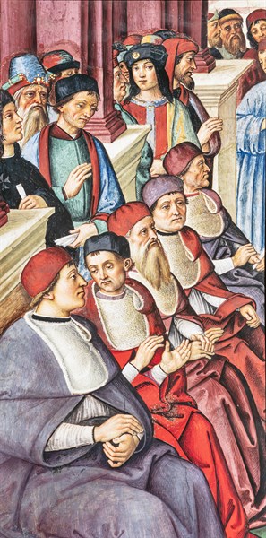 Fresco on the North-East wall of the Piccolomini Library in Siena