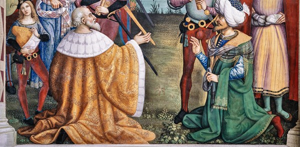 Fresque du mur sud-ouest de la Libreria Piccolomini à Sienne