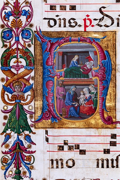 Choir book located at the Piccolomini Library in Siena