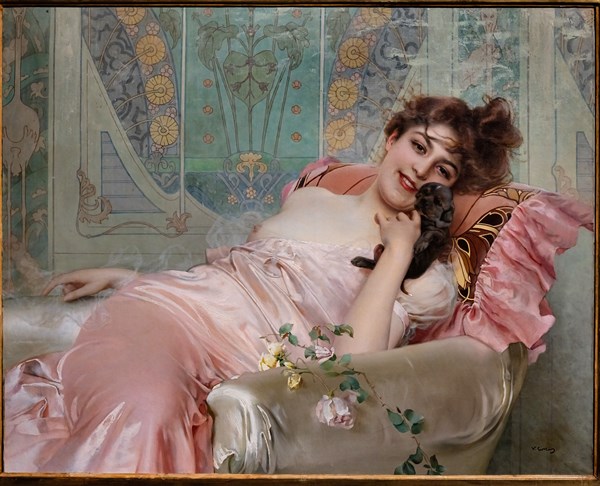 “Lady with a Little Dog” by Vittorio Matteo Corcos