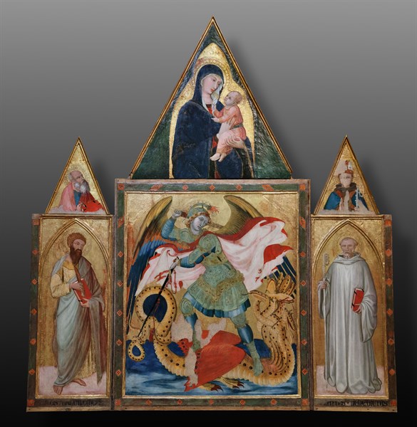 “San Michele Arcangelo che uccide il drago tra i Santi Benedetto e Bartolomeo”