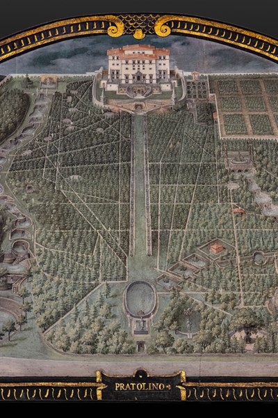 Medici Villa La Petraia: “Medici Villa of Pratolino” in the lunette called “Pratolino”, one of the