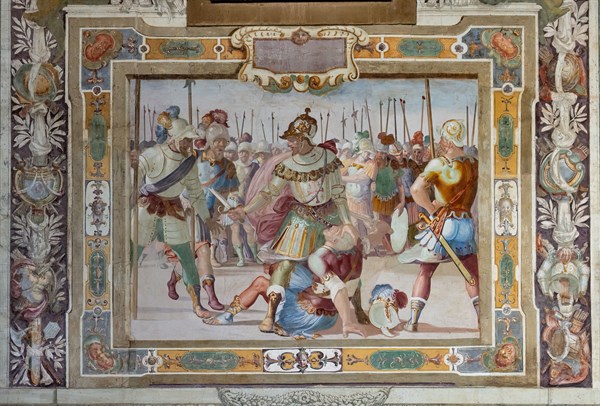 Medici Villa La Petraia, courtyard: “Battle scene”, one of the panels from the cycle of the “Deeds