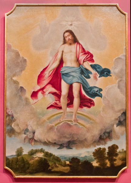 Bergamo, Bernareggi Museum: "Trinity" by Lorenzo Lotto (1524). Jesus is represented in in the sky