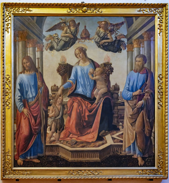 “Madonna in trono con Bambino e S. Giovannino, tra San Giacomo e San Pietro”, di Cosimo Rosselli,