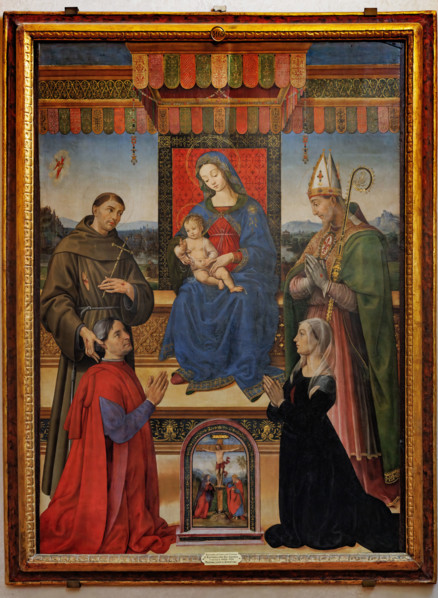 “Madonna in trono con Bambino, S. Francesco d’Assisi e S. Zanobi e i committenti”, di Raffaellino