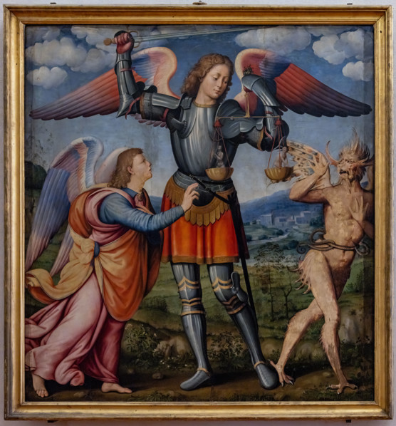 “San Michele Arcangelo”, di  Antonio del Ceraiolo, olio su tavola dalla Chiesa della SS Annunziata,