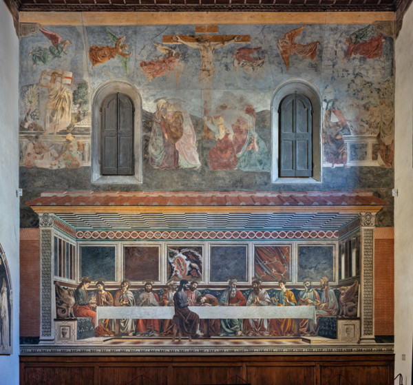 “The Last Supper”, fresco (453 × 975 cm) by Andrea del Castagno, about 1447, preserved on the