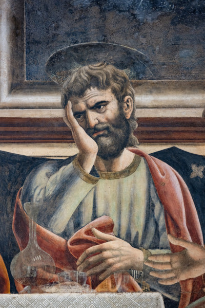 “L’Ultima Cena”, affresco (453 × 975 cm)  di Andrea del Castagno, 1447 circa, conservato sulla