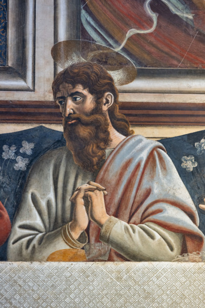 “L’Ultima Cena”, affresco (453 × 975 cm)  di Andrea del Castagno, 1447 circa, conservato sulla