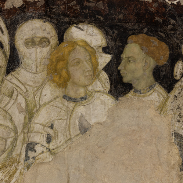 Palazzo Ducale, sala del Pisanello, parete sud-est: “Torneo-battaglia di Louvezerp”,  1430-1433, di
