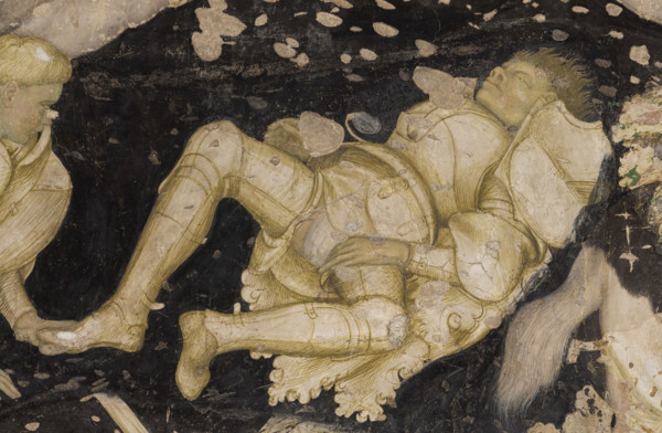 Palazzo Ducale, sala del Pisanello, parete sud-est: “Torneo-battaglia di Louvezerp”,  1430-1433, di