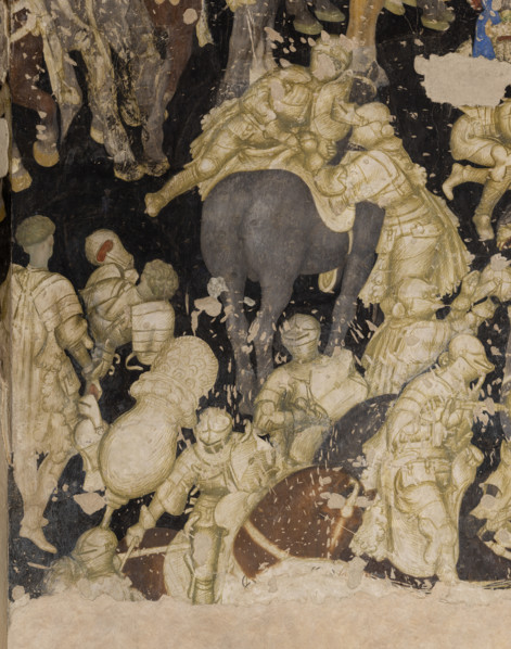 Palazzo Ducale, sala del Pisanello, parete sud-est: “Torneo-battaglia di Louvezerp”,  1430-1433, di