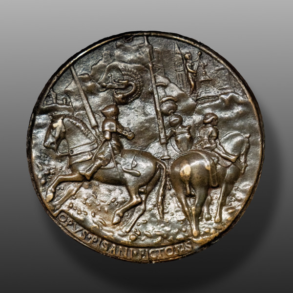 “Filippo Maria Visconti in armi con scudieri”, medaglia in bronzo di Pisanello (Antonio di Puccio
