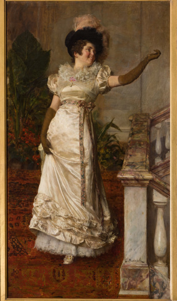 “ La grande entrata” di Giovanni Muzzioli, (1854 - 1894).
Olio su tela, cm. 87 x 49.
Collezione