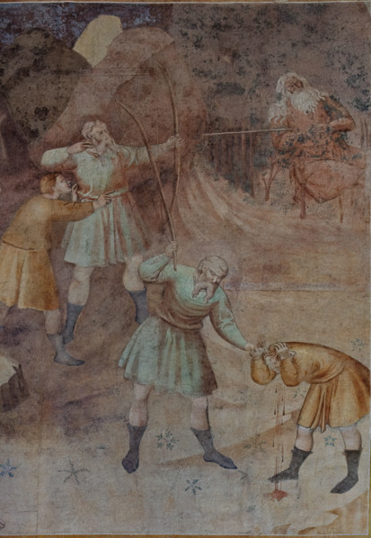 Pisa, Camposanto monumentale:
 “Storie di Caino e Abele”;  affreschi di Piero di Puccio, 1389/1391