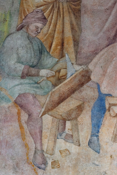 Pisa, Camposanto monumentale:
“La costruzione dell’arca”;  affreschi di Piero di Puccio, 1389/1391