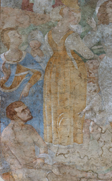 Pisa, Camposanto monumentale:
“La Verga di Aronne e il serpente di bronzo”, particolare; affreschi